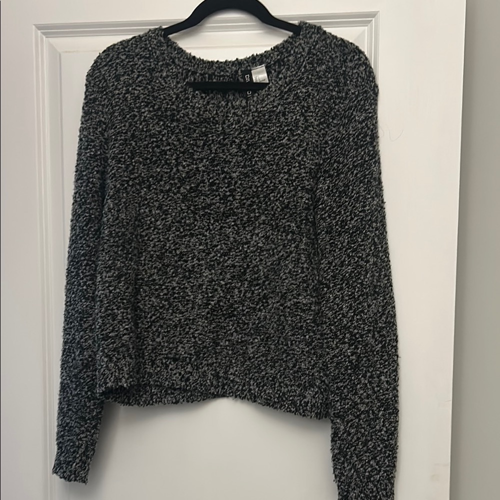 H&M Black and Gray Textured Sweater